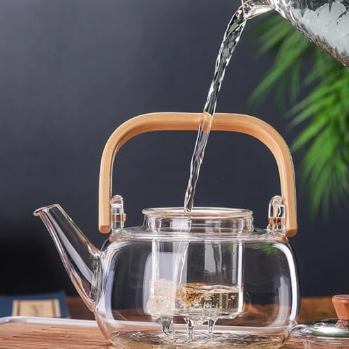 Image of PrimeWorld Borosilicate Glass Kettle - 900ml | Teapot with Removable Infuser, Lid & Handle | Stovetop Safe Tea Kettle for Loose Leaf Tea, Blooming Tea & Tea Bags