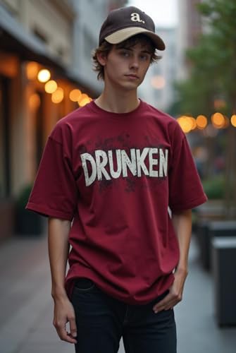 Image of DRUNKEN Cap for Men Women Topi Unisex Head Branded Boy's Girl's Caps Adjustable Strap Summer Sports Cricket Gym Dance Cotton Free Size Free Size Cotton Hat Summer Look Snapback
