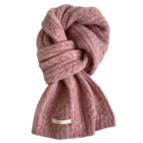Generisch Damen Winterschal Weiche Wollschal Herren Winter Strickschal Warm Kaschmir Schal Vielseitiger Einfarbiger Gestrickter Schal, 160 x 20 cm (Rosa)