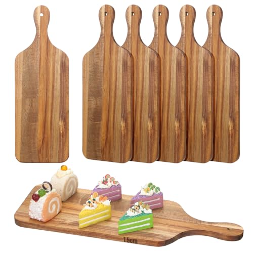 Set de 6 tablas de cortar de madera acacia con mango miniatura 1