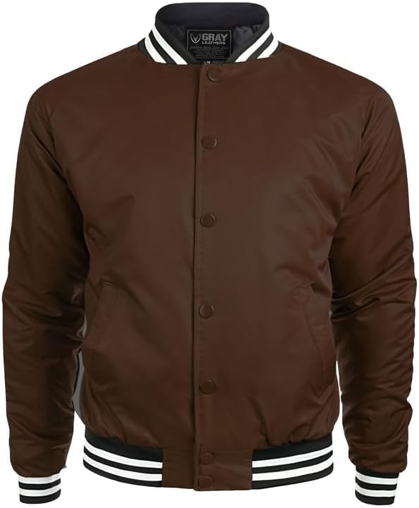 Mens College Bomber Jacket Baseball Varsity Aviator Lightweight Jacket