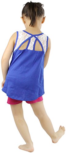Image of ToBeInStyle Girl's Adorable Flower Print Tank Top w /Back Lace Design