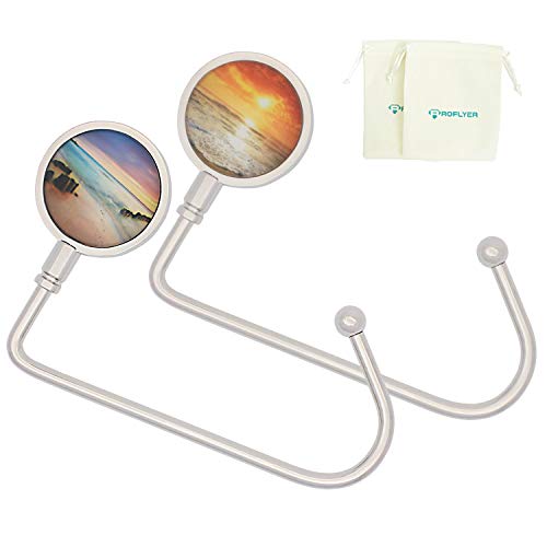 2 Stück lange Handtaschenhaken für Tisch, tragbare Geldbörse, Aufhänger für Schreibtisch, Geschenk für Frauen, modische Taschenaufhänger, Rucksack-Handtaschenaufhänger Haken (2, Sonnenaufgang) Cover