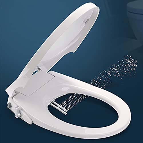 Exclusive HOXIYA White Non-electric Elongated Bidet Toilet Seat with Quiet-Close Lid And Seat, Dual Patterns Nozzles, Rear & Feminine Washing,Adjustable Water Spray Pressure