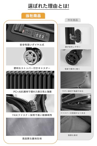 Unisex's Quiet Double Caster with Stopper for Travel, Black, Lサイズ /7泊～長期旅行4