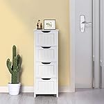 Yaheetech Bathroom Floor Cabinet, Wooden Side Storage Organizer, 4 Drawers Free-Standing Cabinet for Bathroom/Hallway/Living Room, White - Image 4