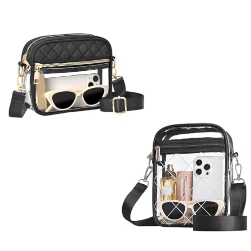 Clear Purse for Women, Clear Bag for Stadium Events with 2 Straps, Clear Crossbody Bag Stadium Approved for Concerts