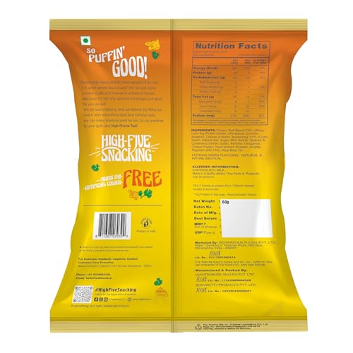 Image of Taali Jowar & Protein Puffs | 60 gm (Pack of 12) | Cheese & Herbs | Healthy Roasted Tasty Snacks, Ready to eat | 100% Veg., Gluten free products, No Cholesterol, No Trans-Fat