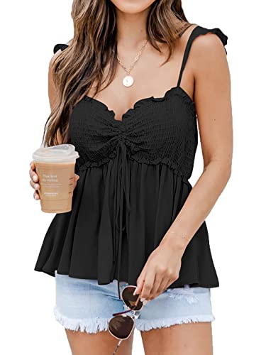 Poetsky Summer Beach Tanks for Women Sexy Going Out Tops Cute Peplum Babydoll Shirts
