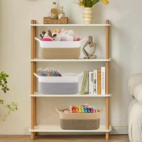 Image of OIAHOMY Woven Basket, Gift Basket Empty with Gift Bags and Ribbons, Rope Baskets for Baby Showers, Storage Baskets with Handles for Nursery, Pet Toy Organizer -Black & Yellow