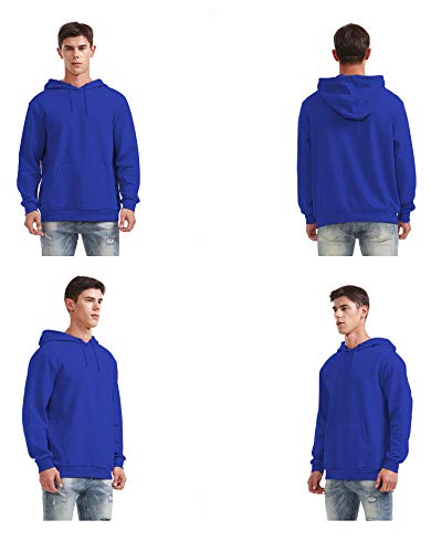 Betterchic Men's Hooded Sweatshirt Long Sleeve Soft Brushed Fleece Hoody Classic Drawstring Pullover Hoodie (Blue,Xl #TOP1