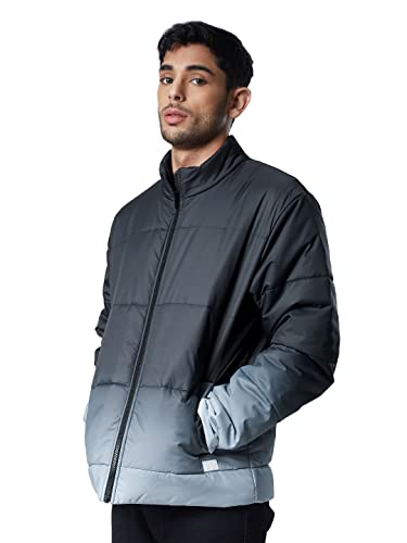 Image of The Souled Store| Gangsta Jacket Mens and Boys Puffer Jackets|Full Sleeve|Regular fit Solid| 100% Polyester Grey Color Men Puffer Jackets