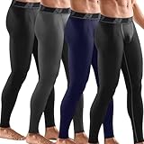HOPLYNN 4 Pack Compression Pants Tights Leggings Men, Winter Baselayer for Running Workout Sports Yoga-2 Black 1 Grey 1 Blue-XL
