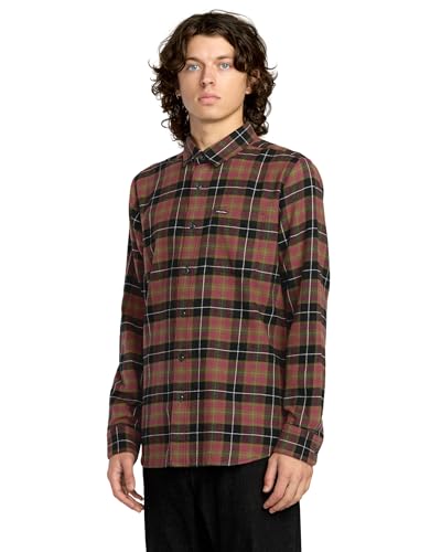 Volcom Men's Caden Plaid Long Sleeve Flannel Shirt – Classic Fit, Button-Front, Soft Brushed Cotton3