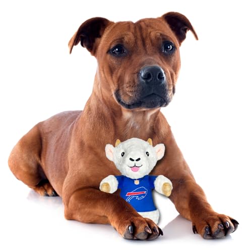Pets First NFL Buffalo Bills Brinquedo de pelúcia de cabra para cães e gatos com Squeaker, vestindo