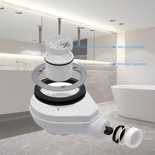 Haarsieb/Haarsiebeinsatz dusche，2 Stück Duschablauf Siphon Rohrstück Sieb，Ø 60 mm Durchmesser Sieb，Haarfilter abfluss passend für die Tempoplex Modell 6960, 6961, 6962, 6963