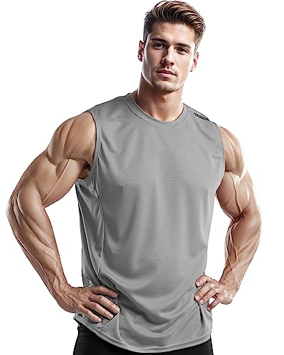 DRSKIN Men's 4, 3, 1 Pack Tank Tops Sleeveless Shirts Workout Athletic Muscle Mesh Dry Fit Gym Training Active Athletic4