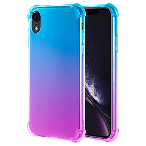 iPhone Xr Case Crystal Clear Slim Colorful Gradient Flexible Soft TPU Protective Cover Case Reinforced Corners Bumper Case Compatible Apple 6.1 inch Xr 2018 Release - Blue Purple