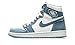 Jordan Women's Air 1 High OG shoe, White/Worn Blue-metallic Gold, 9.5