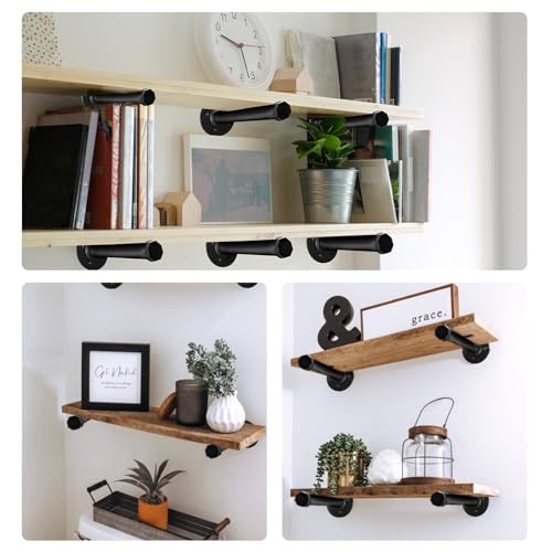 6 Pcs Industrial Pipe Clothes Bar 10 Inch - Wall Mount Clothing Rack - Face Out Closet Rods for Hanging Clothes Commercial Retail Boutique Laundry Shirt Display - Black