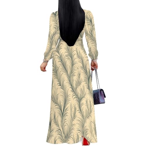 Image of PinkPatty Women's Long Sleeve Maxi Dress Plus Size Trendy Wedding Guest Wrap Dress with Pockets&Belt
