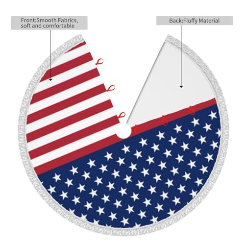 Jupe de sapin de Noël rustique étoiles et rayures USA 121cm - 4