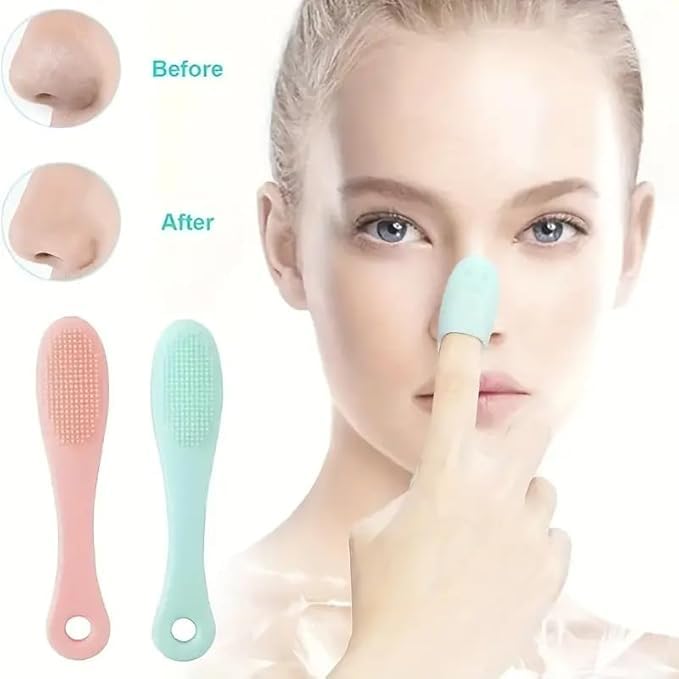 Image of 2 Pack of Silicone Face & Nose Scrubber Manual Facial Exfoliator for Remove Blackhead Whiteheads Makeup Residues Acne Soft Facial Cleansing Scrub and Massaging Brush