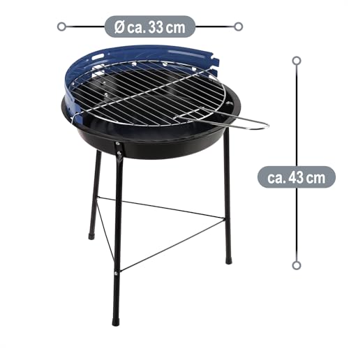 com-four® BBQ Grill - Dreibein mit höhenverstellbarem Grillrost und Windschutz - runder Standgrill aus Metall für Balkon, Terrasse, Garten - Holzkohle-Grill - Tischgrill [Auswahl variiert] (1 Stück)