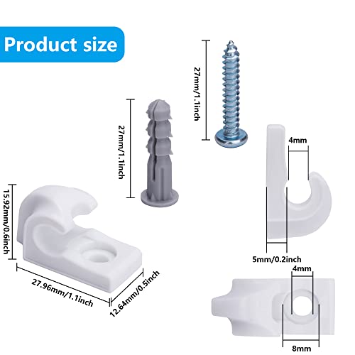 image for Sfcddtlg 60 Pcs White Down Wall Clips- Wire Shelf Brackets Loop Clips-