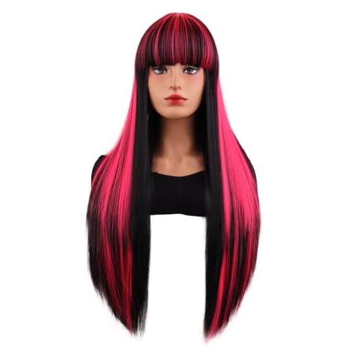 Draculaura Costume Black Pink Wig