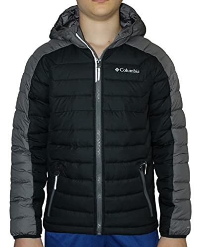 Columbia Youth Boys White Out Hooded Full Zip Insulated Omni Heat Jacket (Black/Grey, Large)4