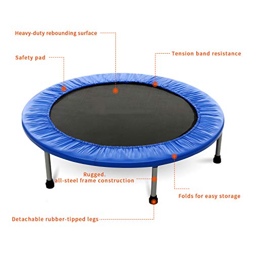 ANCHEER Trampolin, 96,5 cm Mini Faltbares Trampolin Rebounder, Fitnesstrampolin mit Sicherheitspolster für Erwachsene… – Bild 5