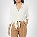 Theory Women's Button-Down Tie-Waist Blouse, Off White, P