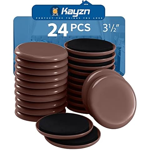 Kayzn Furniture Sliders, 24 PCS Heavy Duty Furniture Moving Pads, 3.5" Reusable Furniture Movers for Protect Carpet Surfaces, Move Heavy Furniture Easy and Quickly! Cover