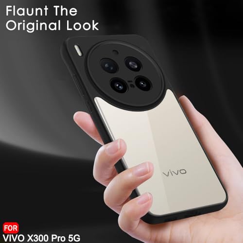 Image of TheGiftKart Hybrid Shockproof Back Cover Case for Vivo X300 Pro 5G | Camera Protection Module | Hard Back Cover for Vivo X300 Pro 5G (PC & TPU, Transparent Clear Back, Black Sides)