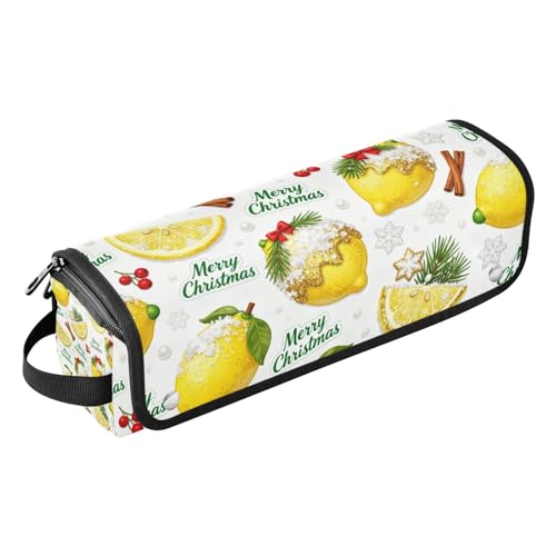 Organizador 2 en 1 para herramientas de cabello con almohadilla resistente al calor, gran capacidad, para planchas, alisadores y rizadores, color amarillo limón navideño