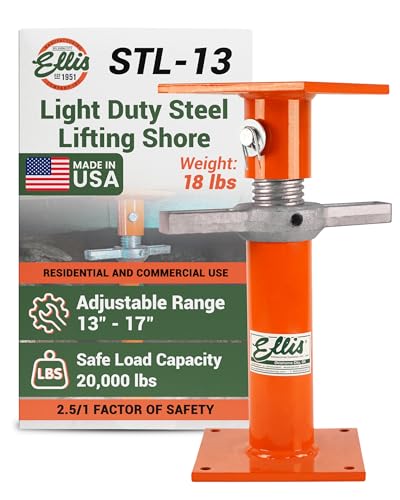Ellis Manufacturing Light-Duty Steel Construction Jack - Adjustable Screw Jack Post for Floor Leveling, Beams, and Concrete - 20,000 lb Load Capacity - 13