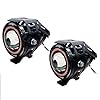 AllExtreme EXU7R1P U7 CREE LED Rainbow Style Hybrid Fog Light Waterproof Driving Work Lamp with Hi/Lo Beam and Angel Eyes Ring for Motorcycle and Cars (12W, Rainbow, 2 PCS) (Red)
