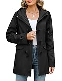CMTOP Chaqueta Mujer Primavera Abrigo Entretiempo Algodón Parka Militar Elegante con Botones de Cuerno Cazadora Ligero Práctica con Capucha Chaquetas Informal de Verano Otoño(Negro, M)