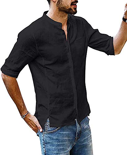 Romancan Herren 3/4 Ärmel Henley Freizeithemd Sommer Casual Atmungsaktiv...