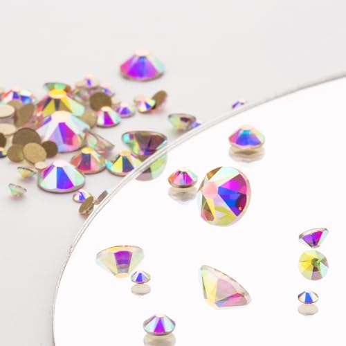 Image of Novani Crystal AB Rhinestones 1440pcs Flat Back Round Rhinestone Style 2088 Sparkly Crystal Gemstones for Nail Art and Crafting SS20,4.6-4.8mm