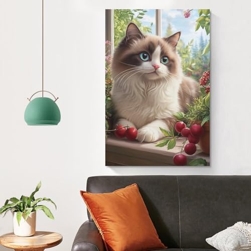 Cuadro de gato Ragdoll en lienzo para tapar espacios vacíos y decorar paredes de dormitorios 4