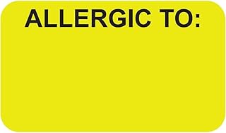 Allergic to Chart Label 1-1/2” x 7/8” Fluorescent Yellow Doctor Stuff Permanent Adhesive Medical Chart Alert 250 Stickers/Box