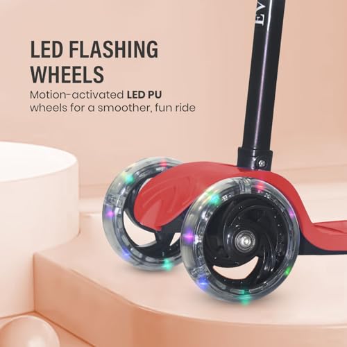 Image of 3 Wheel Kids Road Runner Scooter with Adjustable Height, Foldable Kick Scooter for 3+ Years | Skating Scooter Outdoor Toy for Boys & Girls, Birthday Gift | 50kg Capacity(Red)