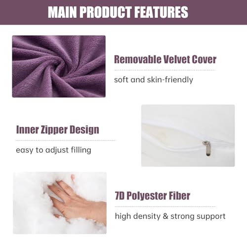 Image of 1 MIDDLE ONE Pregnancy Pillow, C Shaped Full Body Pregnant Women Sleeping Pillow for Maternity Support with Cover (Purple)