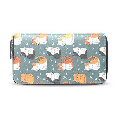 MNSRUU Womens Wallet Purses, Cute Cat Clutch Purses for Women RFID Blocking Credit Card Holder Wallet Leather Zipper Coin Purse