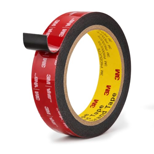 Image of 3M 5925 Double Sided Tape, 1 in x 16.4 ft Heavy Duty Foam Tape | 0.025 in Black Acrylic Foam, Water-Resistant Bond, for RV, Auto, LED Strips, Metal, Glass, Tile and Wood