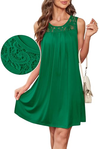 Image of BKRIVE Womens Lightweight Sleeveless Summer Dresses | Lace Yoke Neckline, Figure-Flattering for All Shapes - Ideal Beach Cover-Up & Hot-Weather Travel Essential