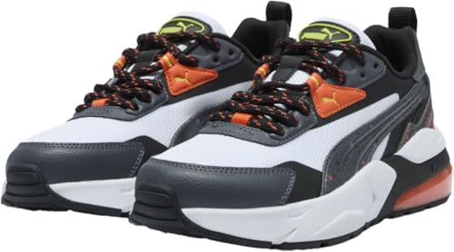 PUMA - Juniors Vis2K Full Throttle Shoes, Color White/Galactic Gray/Lime Smash, Size: 5 M US Big Kid