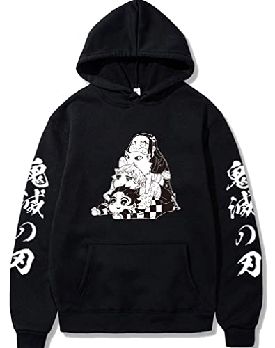 Symish Anime Anime Tanjiro Oversized Hoodie Sweatshirt Pink Kawaii Cute Cartoon Boy Girl Size Zenitsu Tanjirou